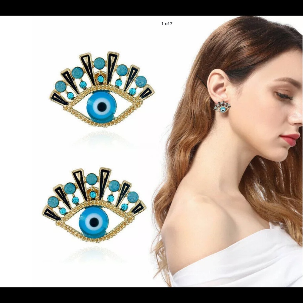 Evil Eye Drop Earring Rhinestone Dangle Earrings